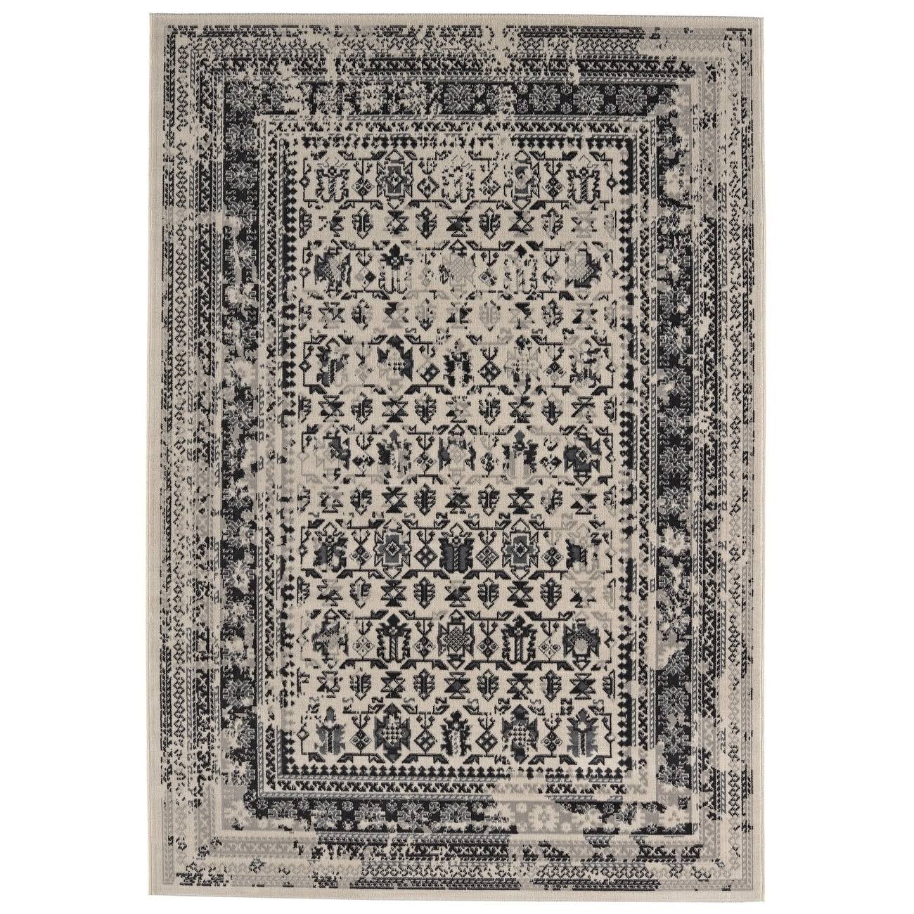 BALTA Kent 5 x 7 Black Outdoor Border Area Rug | 3001082