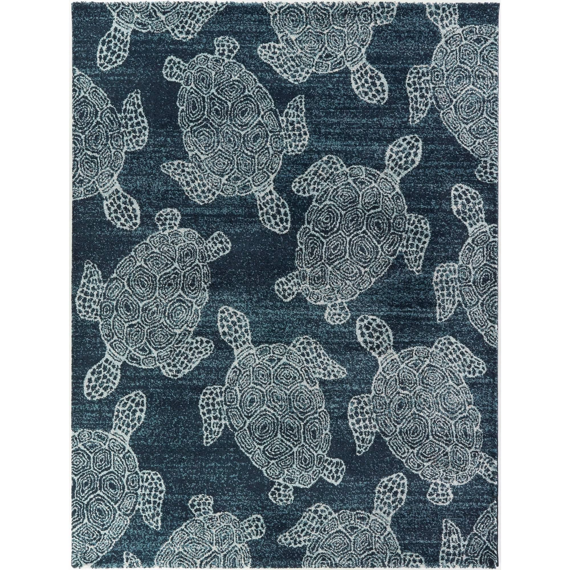 Folse Coastal Turtle Area Rug - Dark Blue - 7&10x22 x 10&