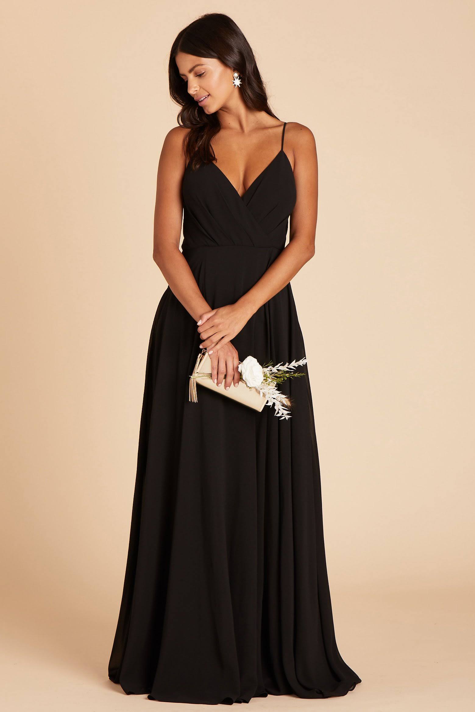 Birdy Grey Kaia Chiffon Bridesmaid Dress in Black Xs / Black