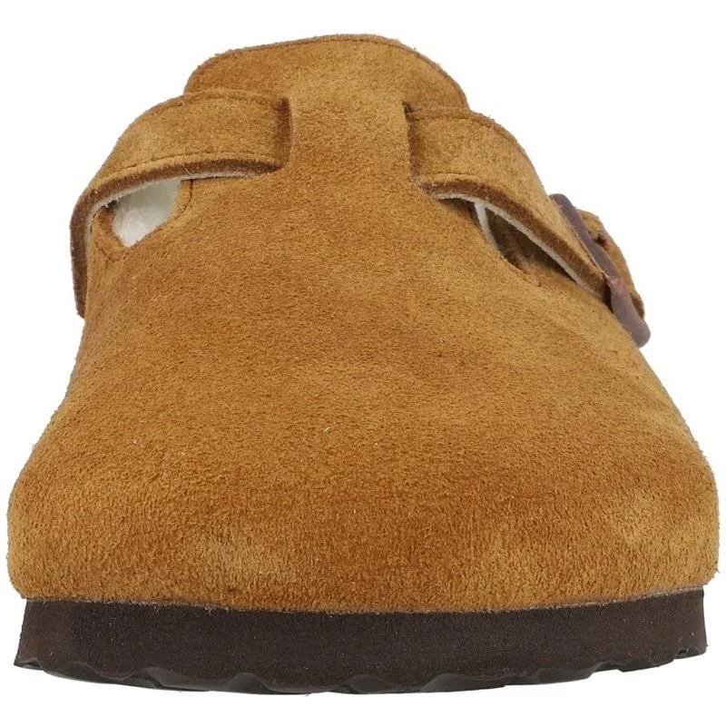 Birkenstock Boston Shearling Suede Leather Clogs - Mink