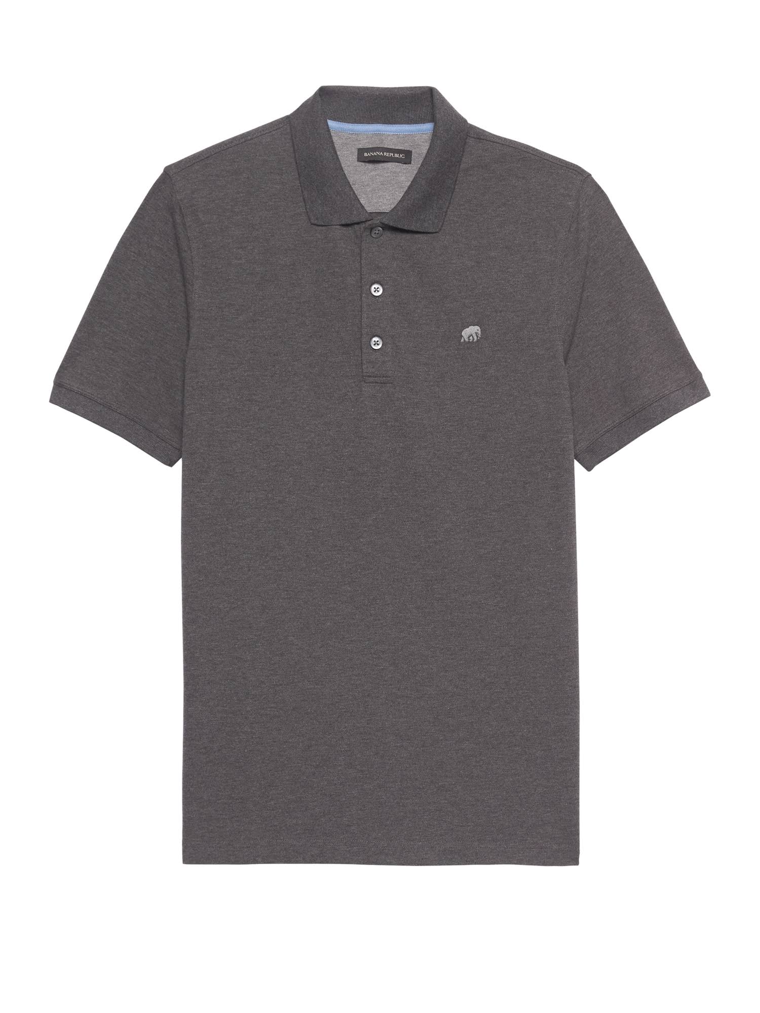 Banana Republic Men's Signature Pique Polo Shirt Dark Charcoal Heather Size Xs