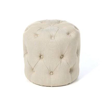 Birch Lane 16.1x22 Wide Tufted Round Standard Ottoman Fabric: Beige