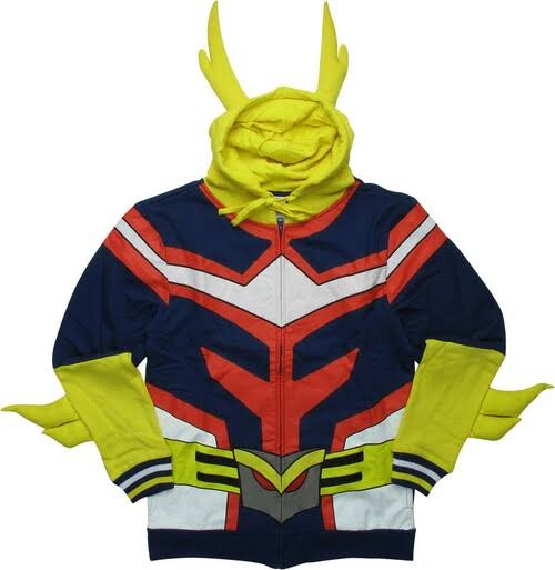 Bioworld Men's Sweatshirt and Hoodie My Hero All Might Navy & Yellow Hoodie L
