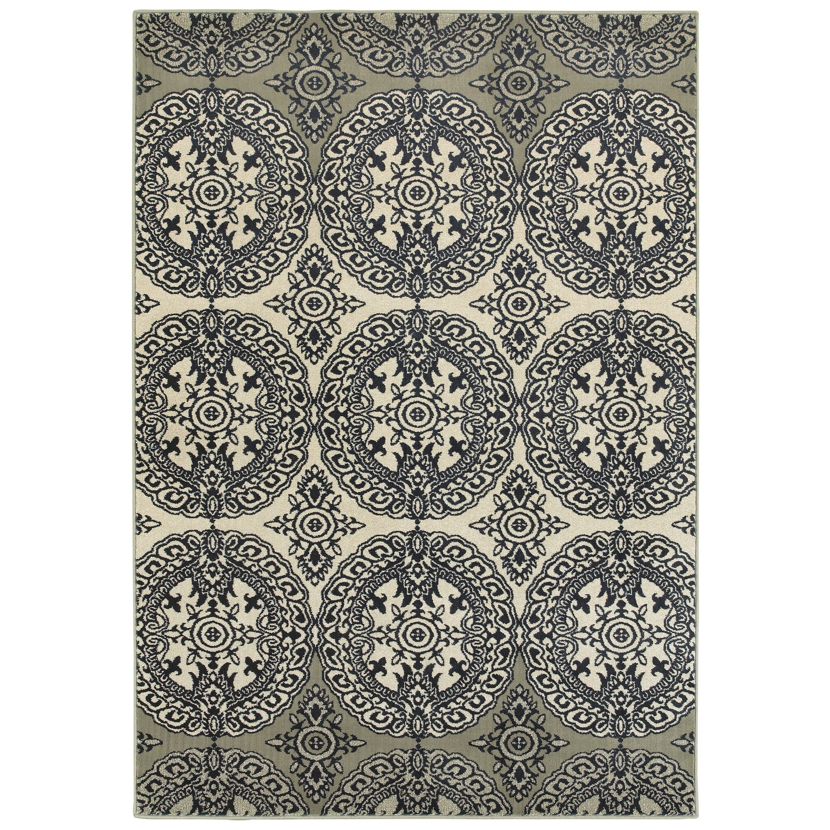 Style Haven Navy/Ivory Polypropylene Oriental Medallion Area Rug (9&10 x 12&10) - 9&10x22 x 12&10x22