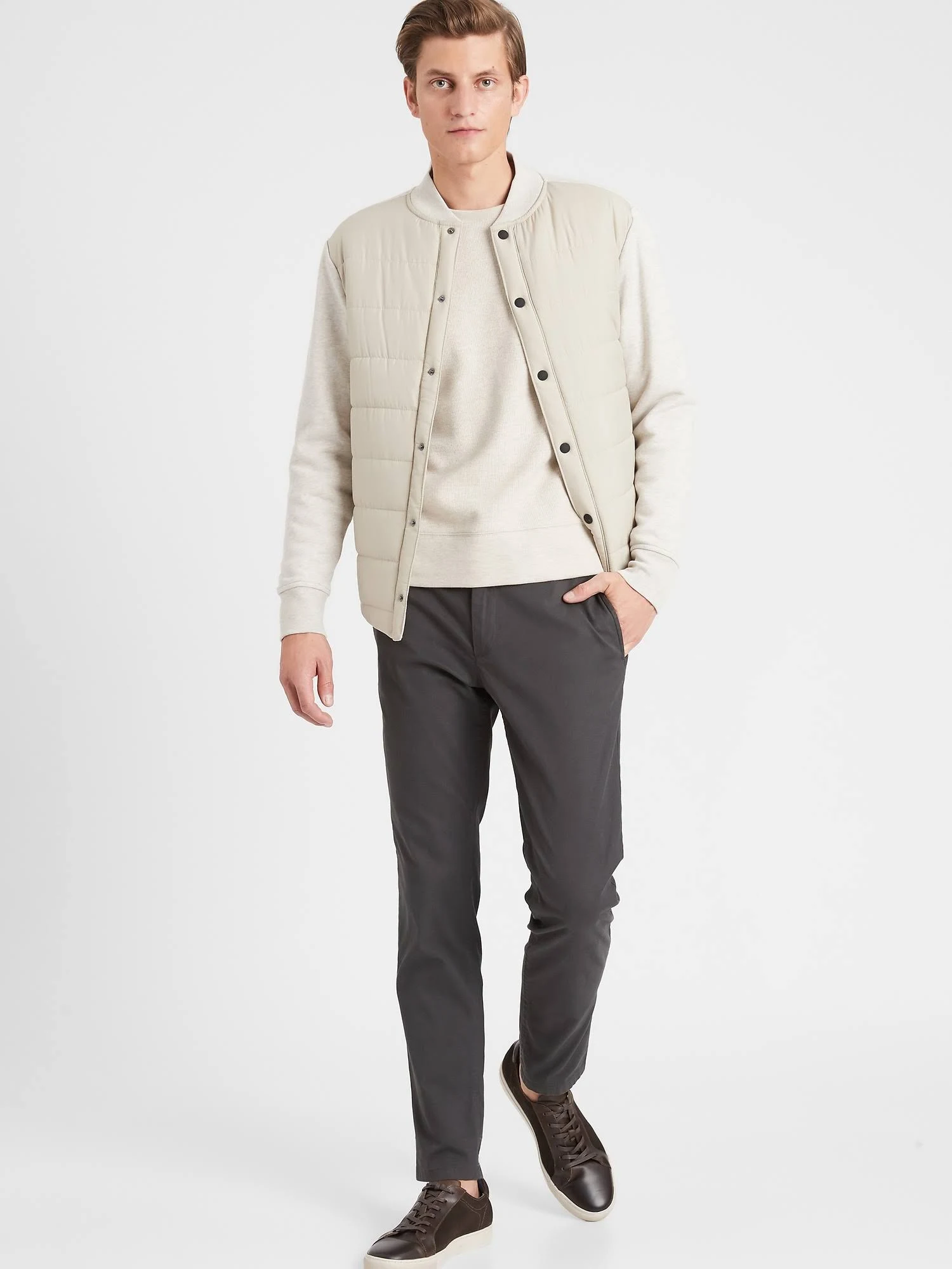 Banana Republic Men's Fulton Skinny Stretch Chino Pant Charcoal Tall Size 42W 36L