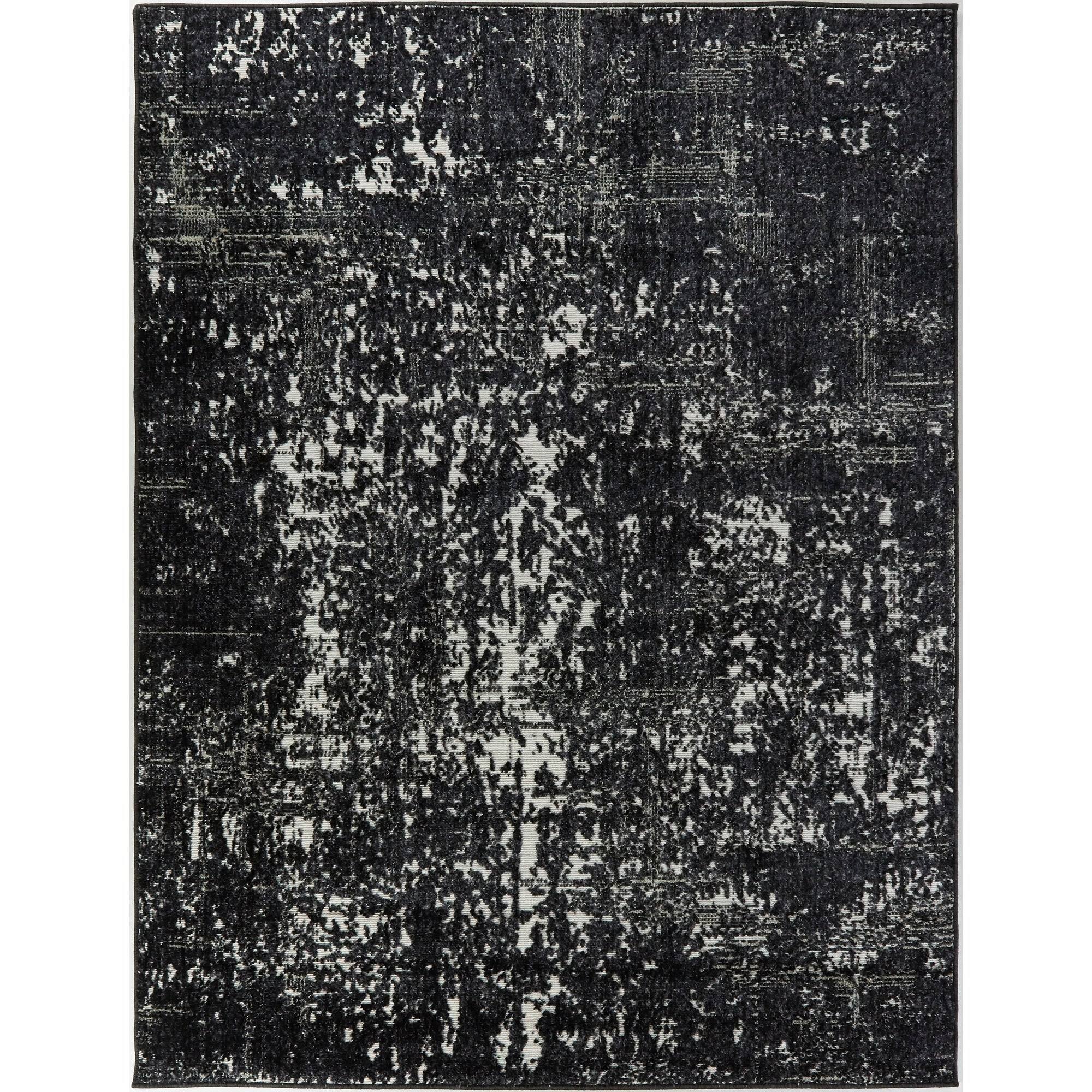 Leon Abstract Area Rug - 2&7x22 x 7& Runner - Black