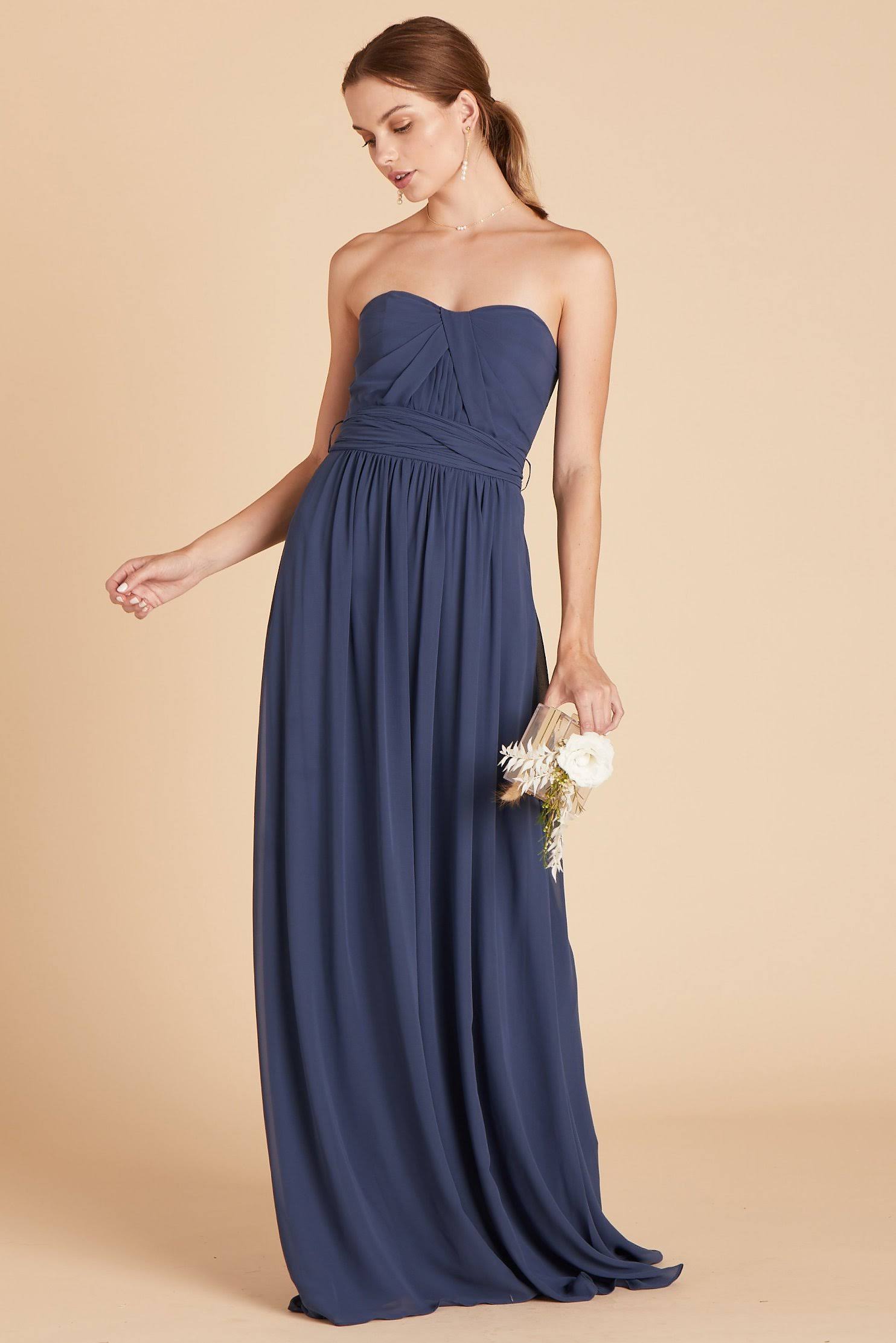 Birdy Grey Grace Convertible Chiffon Bridesmaid Dress in Slate Blue XXL / Slate Blue / No Slit
