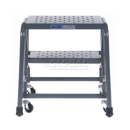 Ballymore 218P Perforated 16x22W 2 Step Steel Rolling Ladder 10x22D Top Step