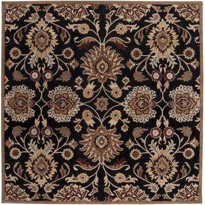 Arden Floral Handmade Tufted Wool Black/Camel Area Rug Birch Lane Rug Size: Square 6&