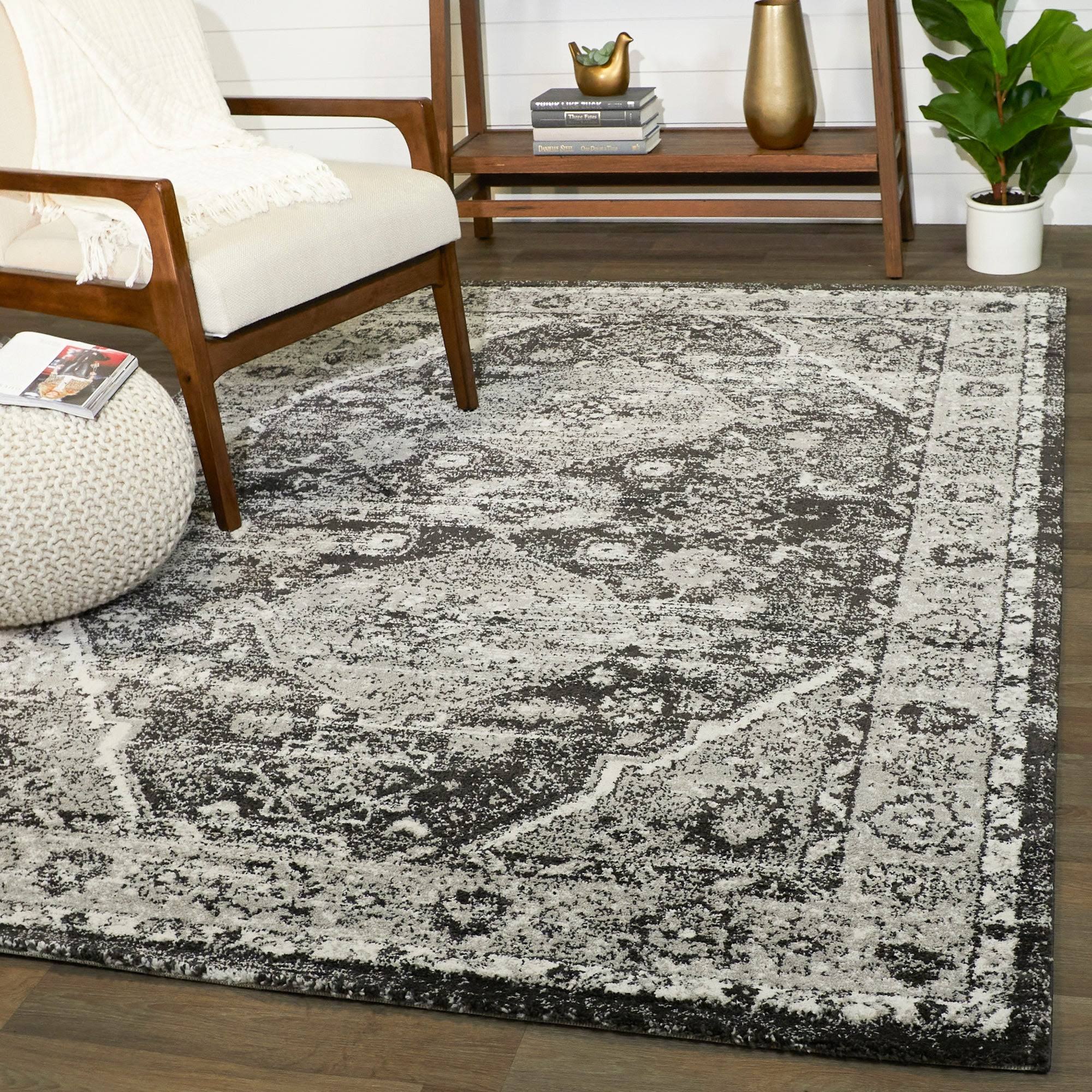 BALTA Dion Charcoal Grey 5 ft. x 7 ft. Persian Medallion Area Rug
