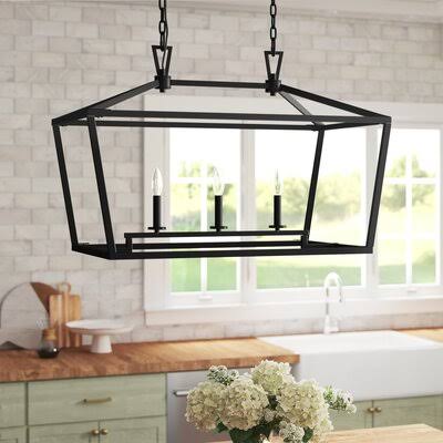 Israel 3 - Light Kitchen Island Linear Pendant Finish: Matte Black