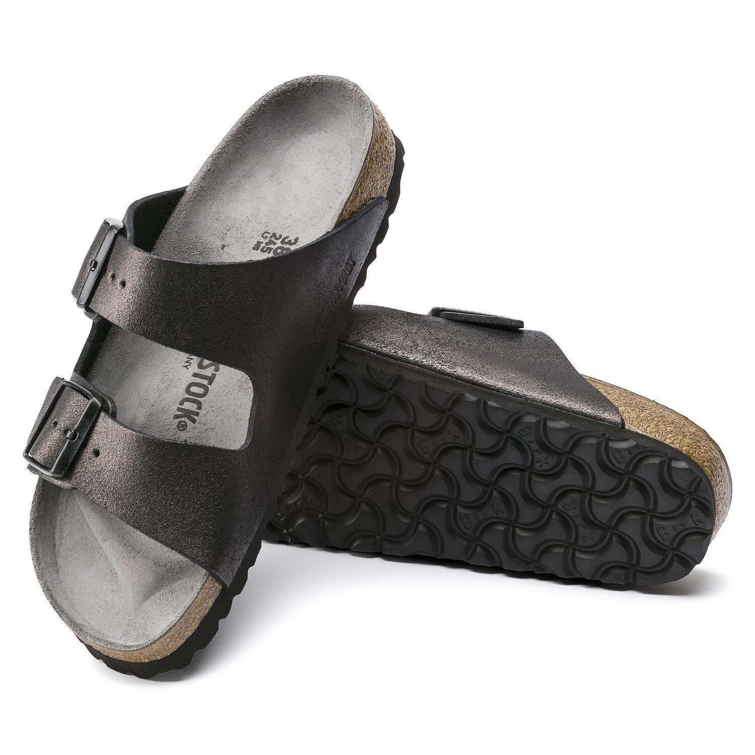 Birkenstock Women's Arizona Sandal - 36 - Washed Metallic Antique Black