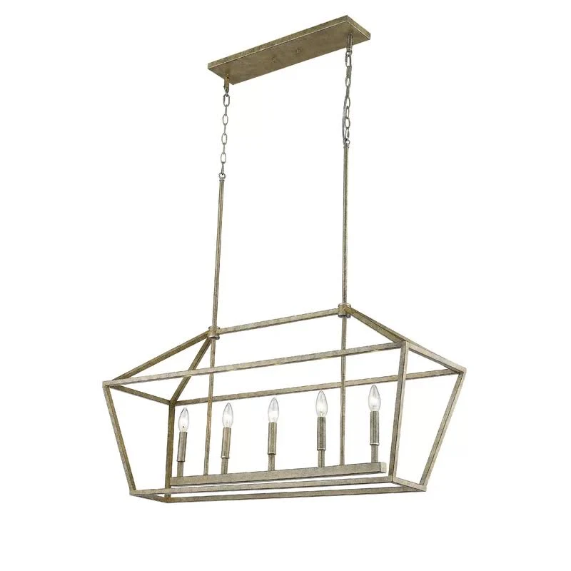 Finch 5 - Light Kitchen Island Linear Pendant Finish: Satin Nickel