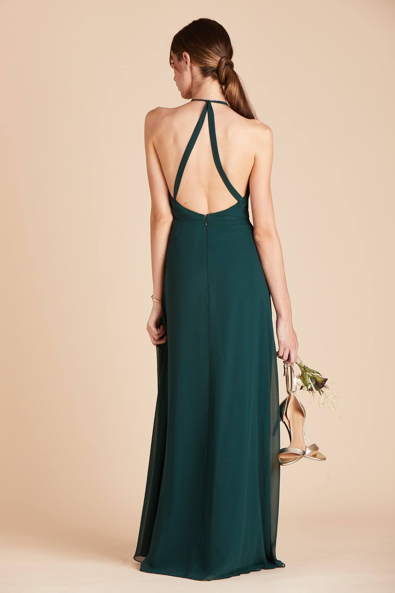 Birdy Grey Moni Convertible Chiffon Bridesmaid Dress in Emerald S / Emerald