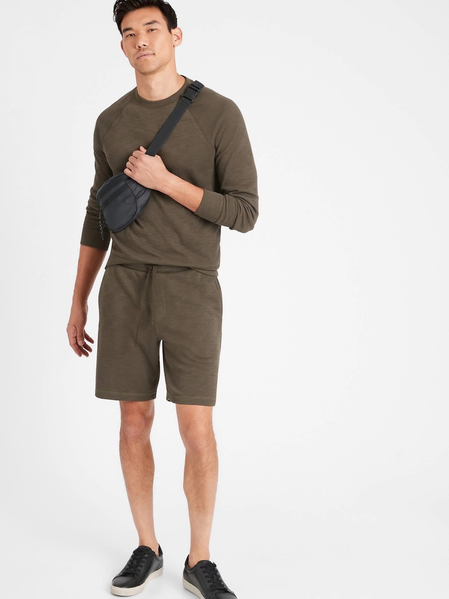 Banana Republic Men's Double-Knit Crew-Neck Sweatshirt Cargo Green Size L