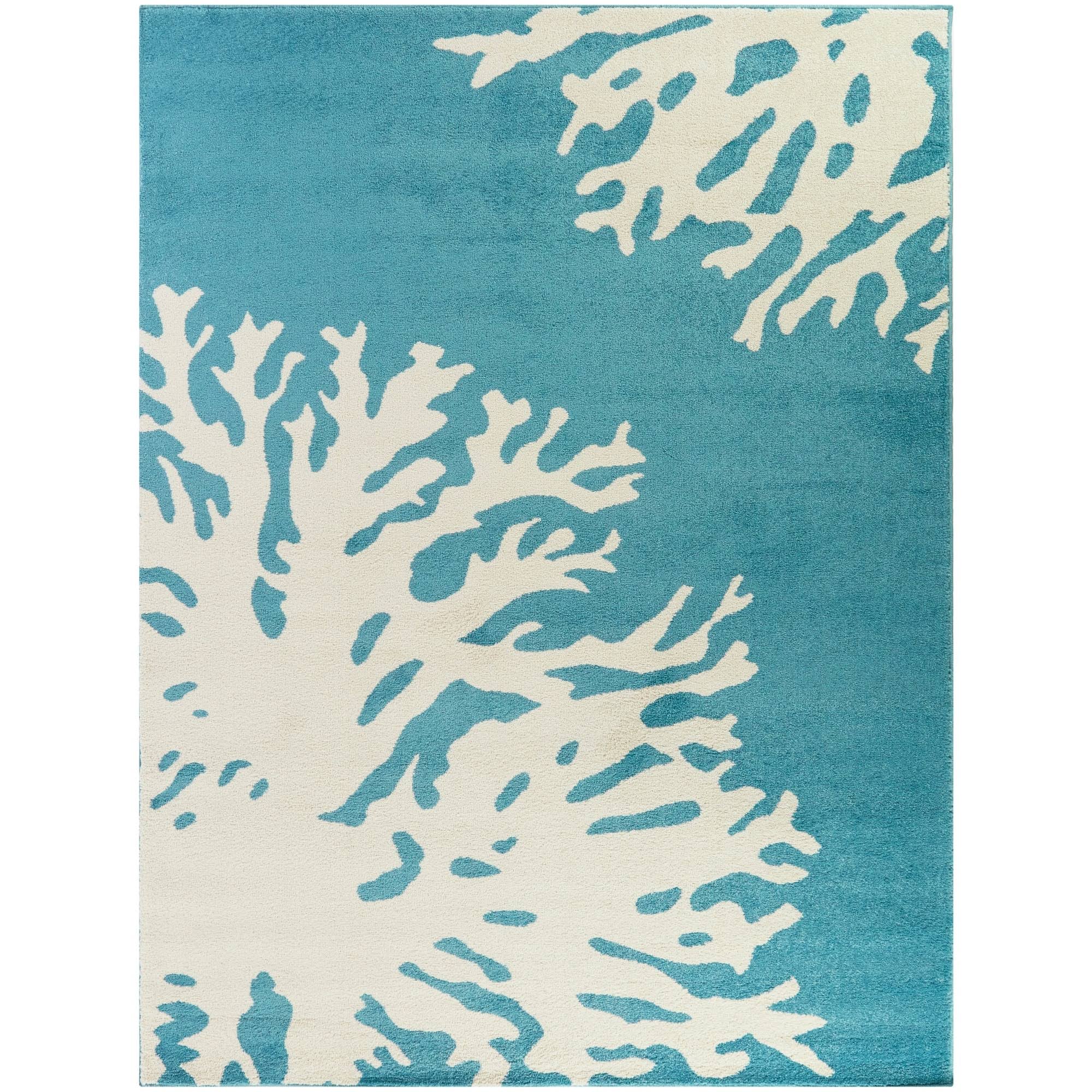 BALTA Alcester Blue 8 ft. x 10 ft. Coastal Coral Area Rug