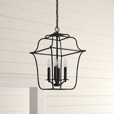 Caulksville Lantern Geometric Chandelier Birch Lane Finish: Royal Ebony, Number of Lights: 4
