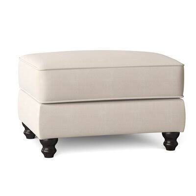 Birch Lane Huxley 31x22 Rectangle Standard Ottoman Body Fabric: Bull Natural, Leg Color: Black Walnut