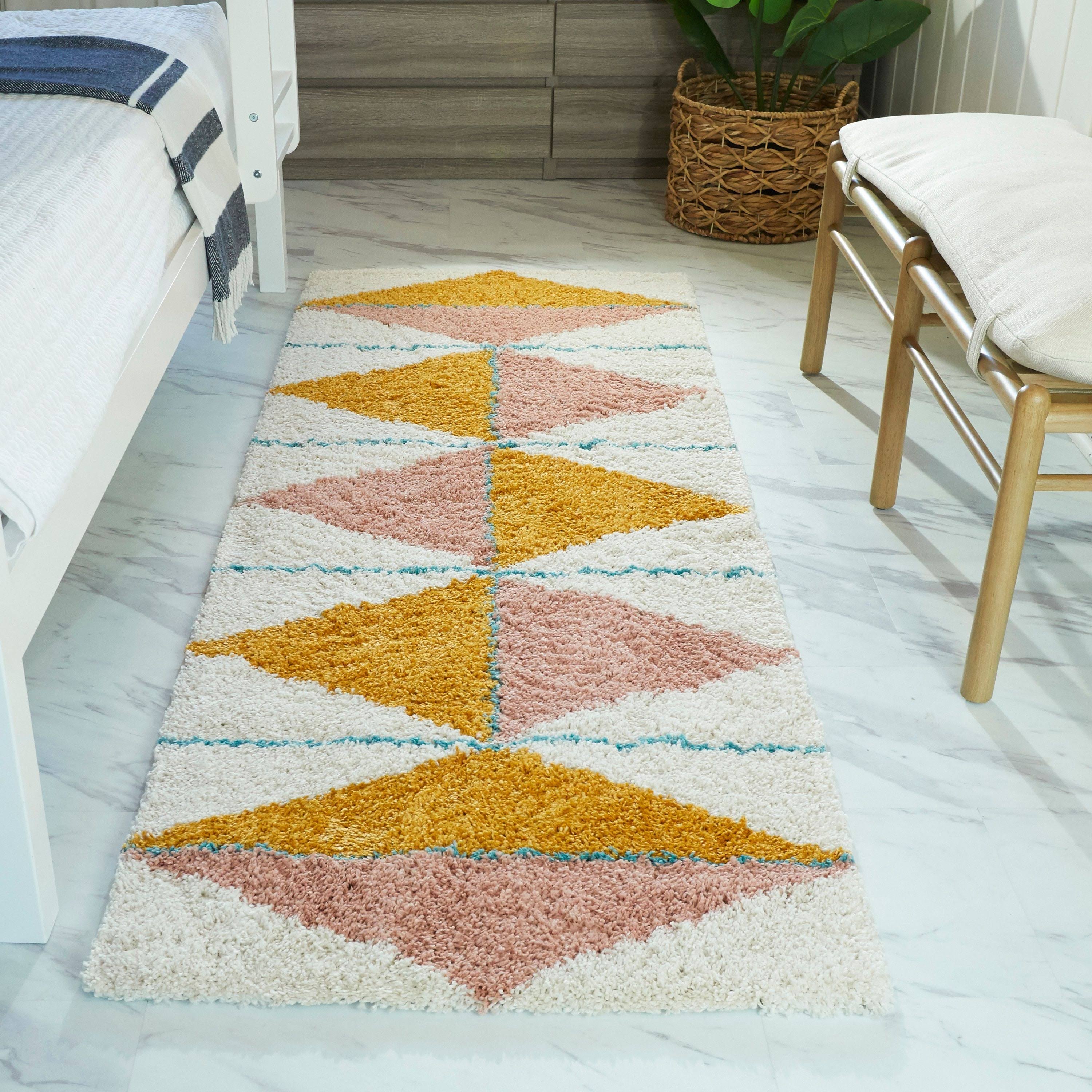BALTA Levine Burnt Orange 3 ft. x 7 ft. Geometric Shag Runner Rug