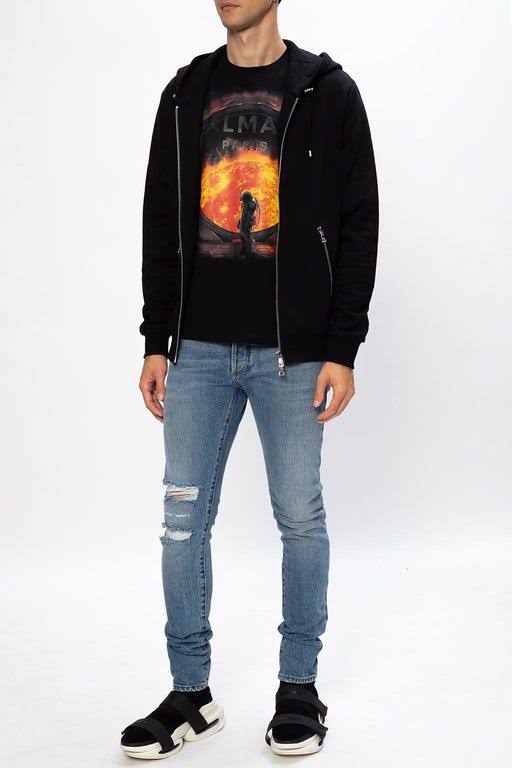Balmain Black Apocalypse Print T-Shirt Size: S