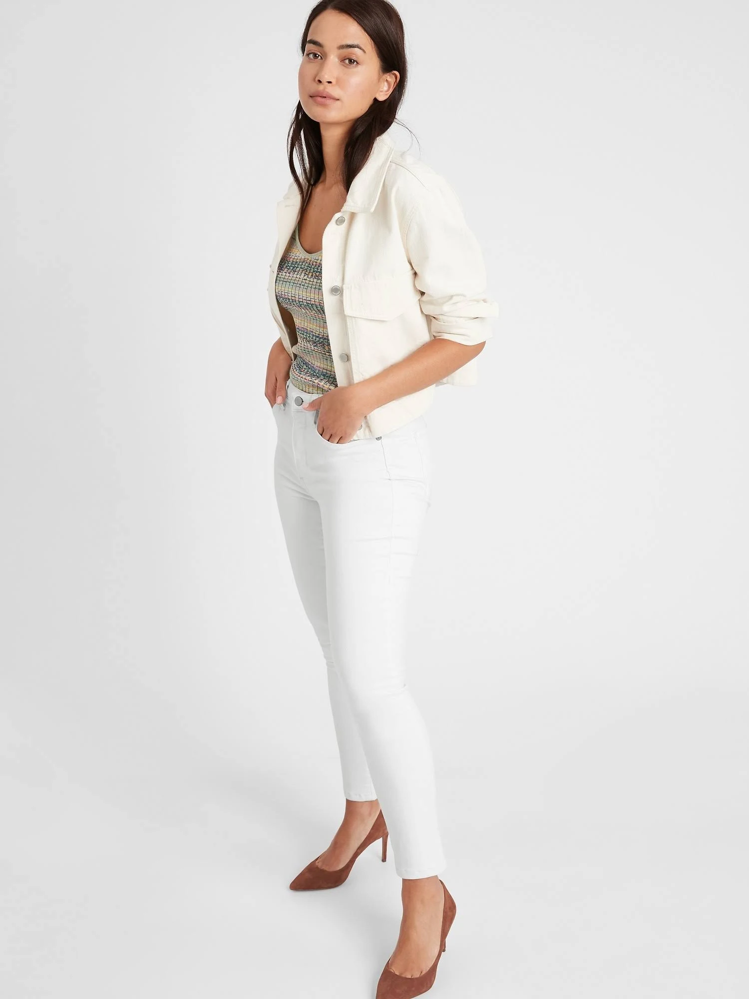 Banana Republic Women's Curvy Mid-Rise Skinny Jean White Size 24 Regular