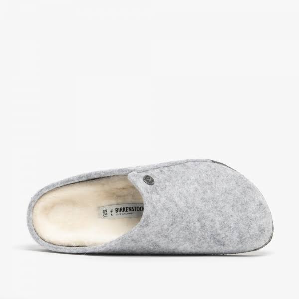 Birkenstock Shearling Zermatt Wool Felt Light Gray Clogs