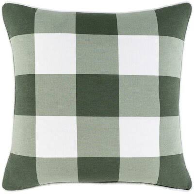 Kaitlynn Gingham Square Cotton Pillow Cover & Insert Color: Dark Green/Sage, Fill Material: Down Fill
