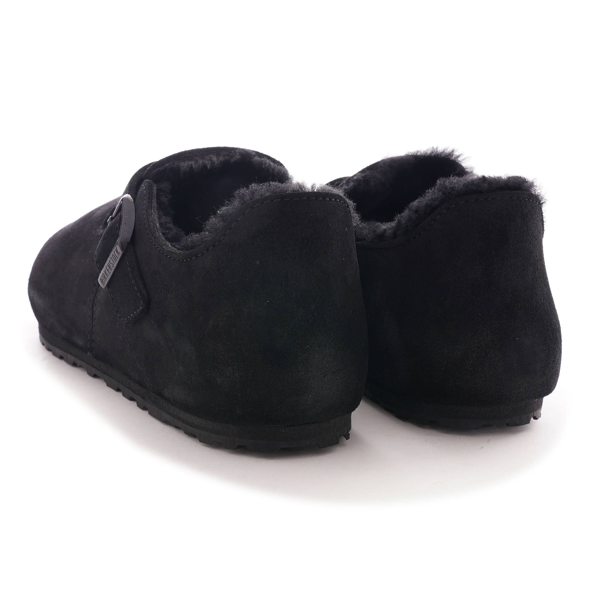 Birkenstock London Suede Leather Shearling Black Low Shoes