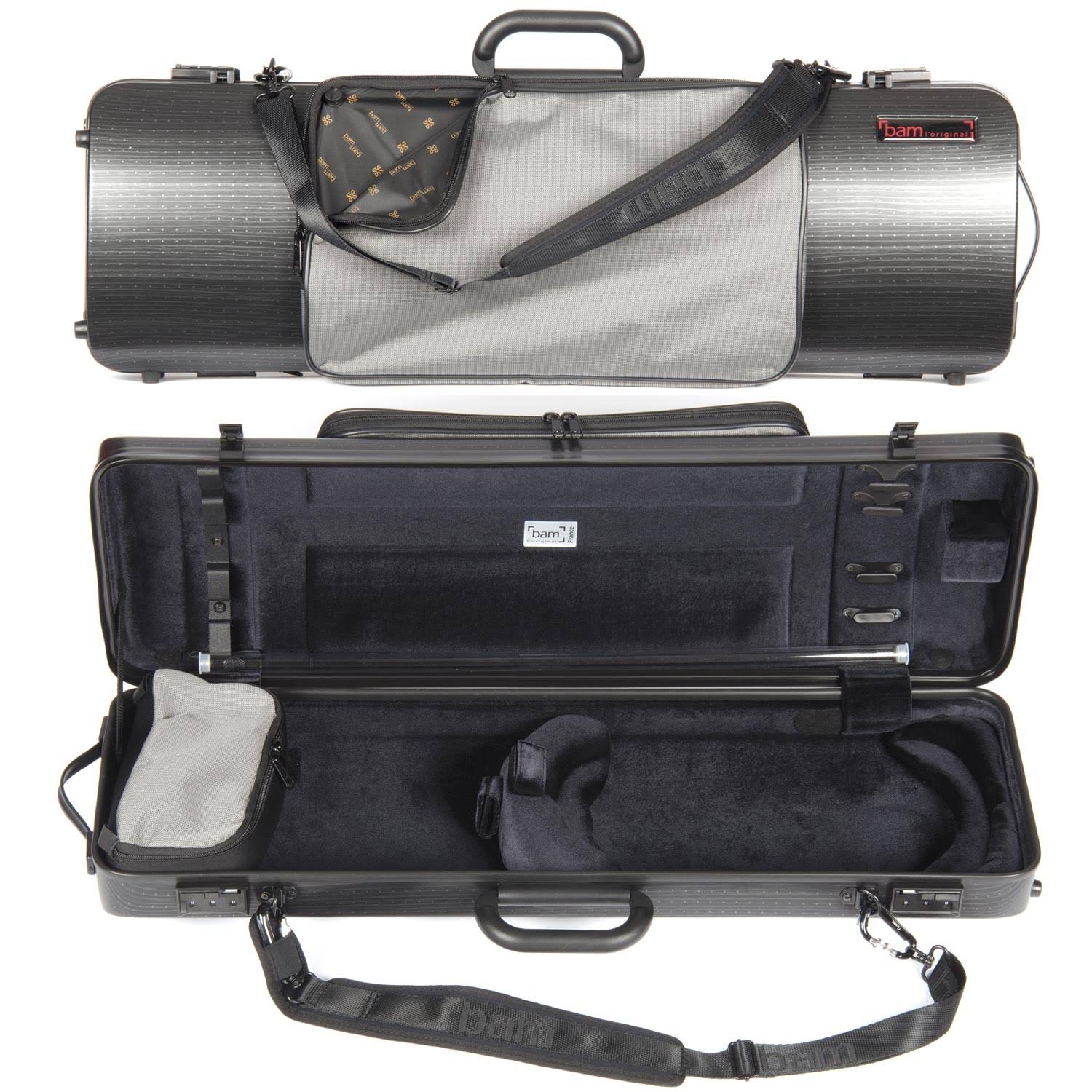 BAM 2011XLLB Hightech Oblong Violin Case with Pocket Black Lazure