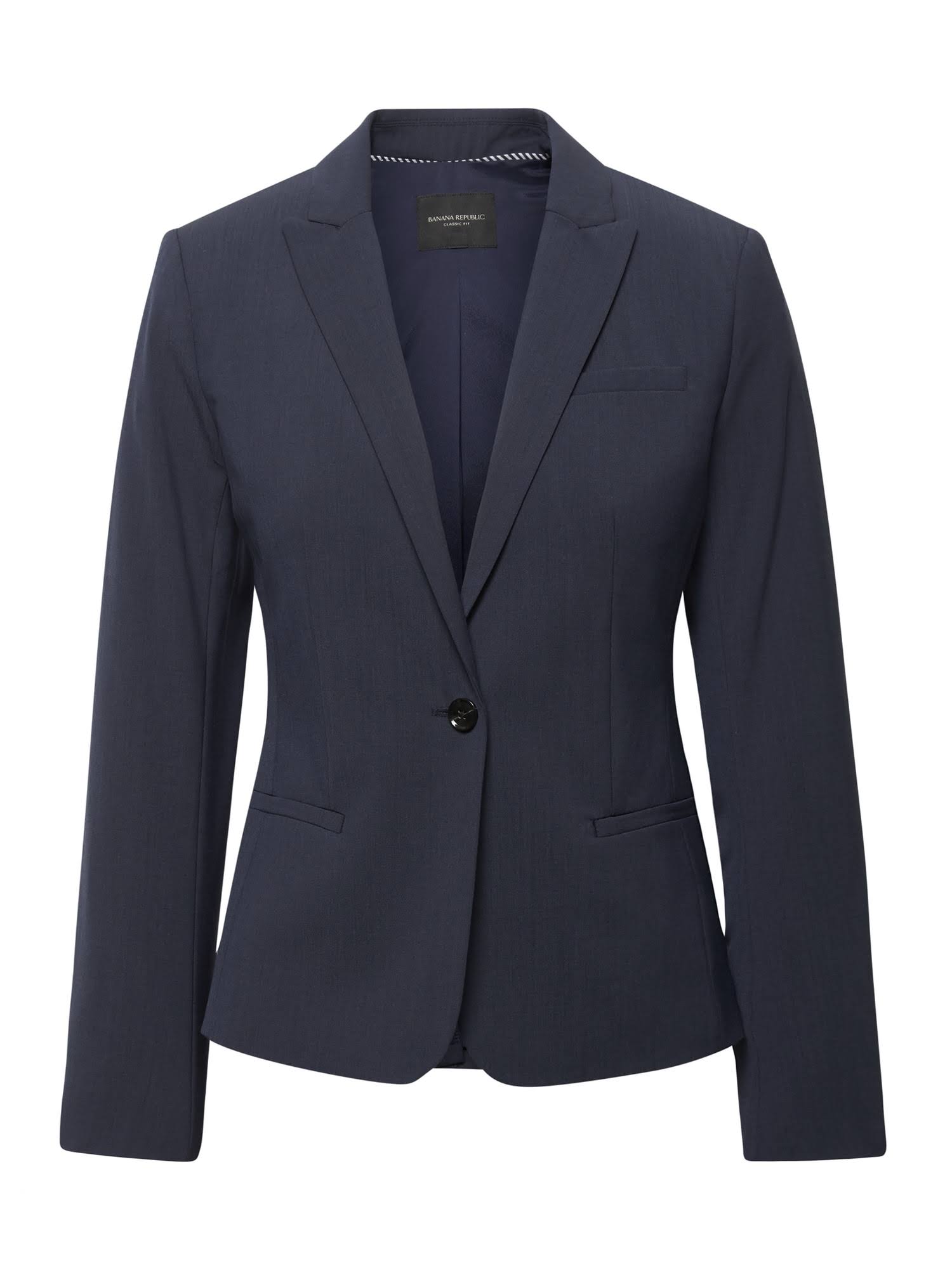 Banana Republic Women's Petite Classic-Fit Washable Italian Wool-Blend Blazer Navy Petite Size 12