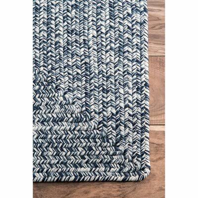 Handmade Braided Blue/White Area Rug Rug Size: Square 8&