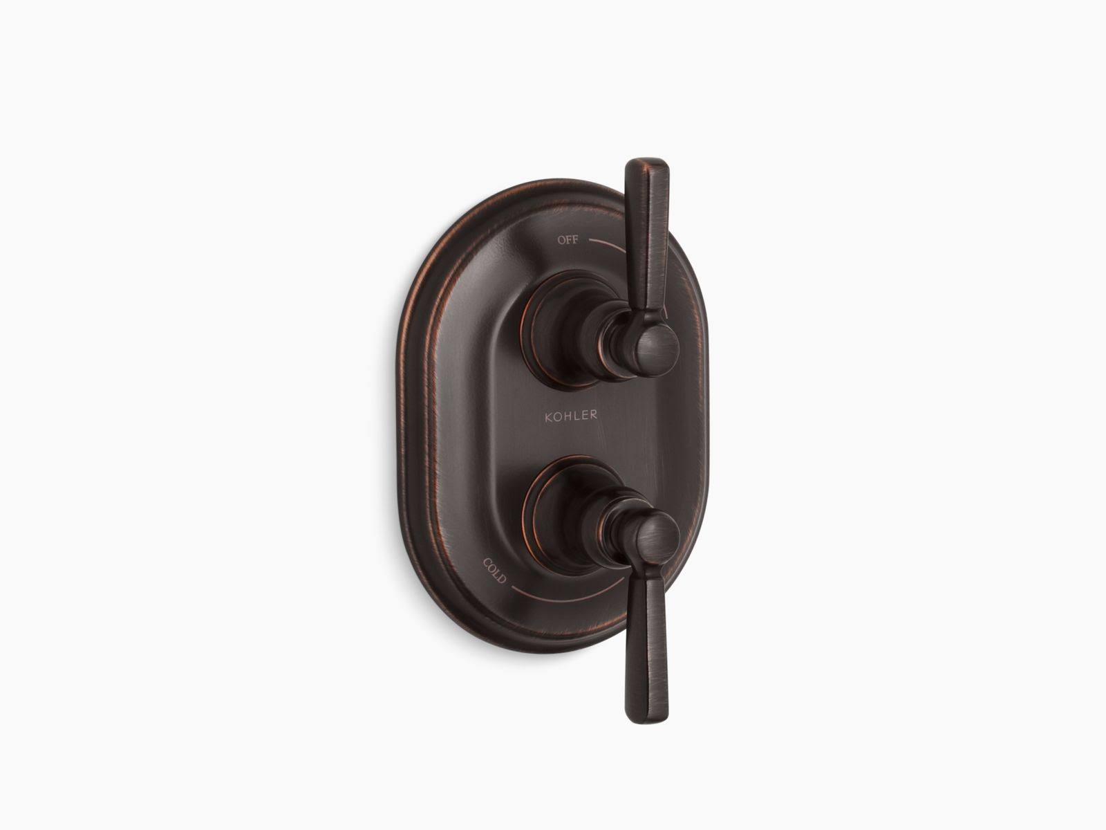 Kohler K-T10594-4-2BZ Bancroft Stacked Valve Trim with Metal Lever Handles - Oil Rubbed Bronze