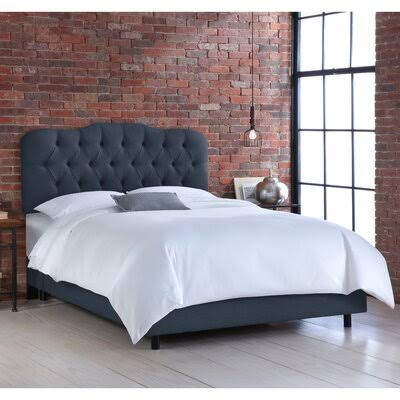 Stella Upholstered Bed Color: Linen Blend Navy, Size: Full