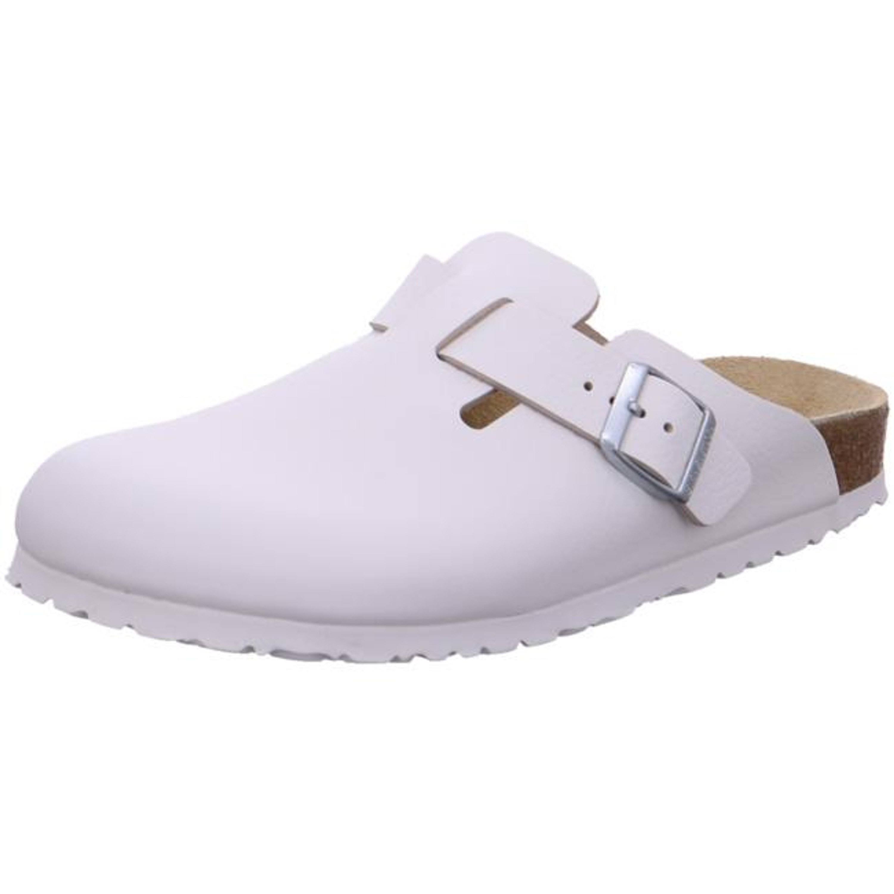 Birkenstock Boston Natural Leather White Clogs