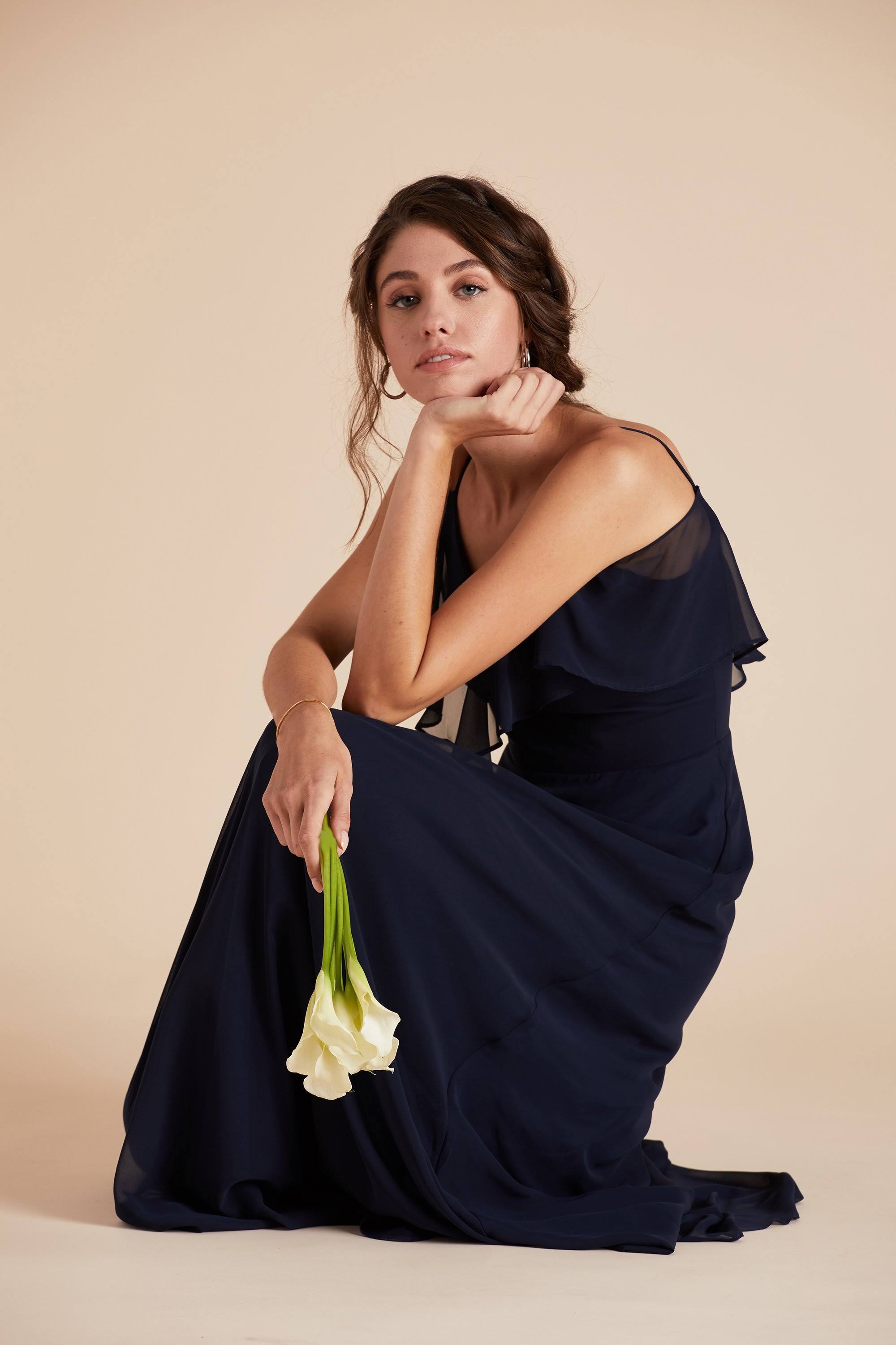 Birdy Grey Jane Convertible Chiffon Bridesmaid Dress in Navy M / Navy