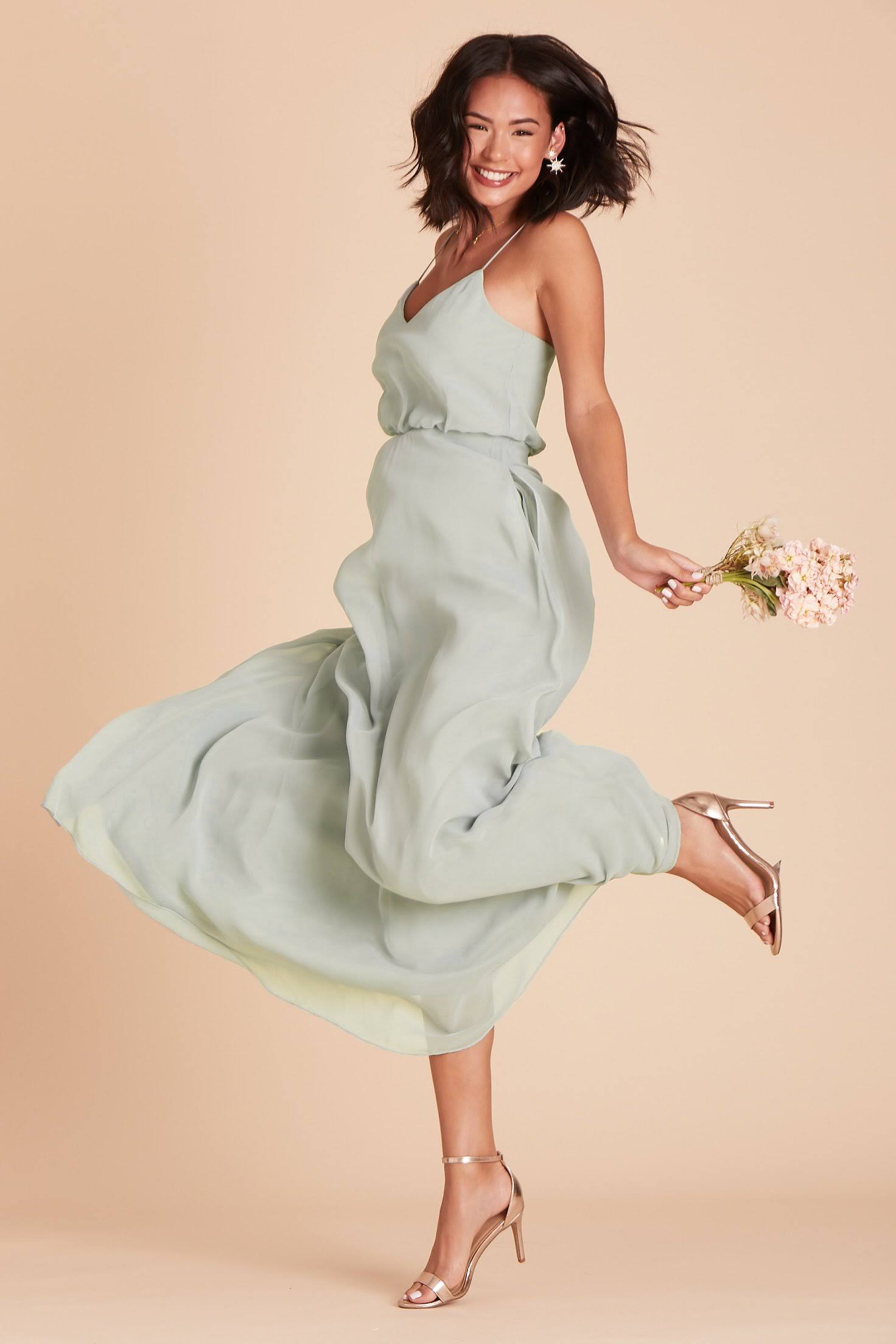 Gwennie Chiffon Bridesmaid Dress in Sage XXL / Sage / No Slit