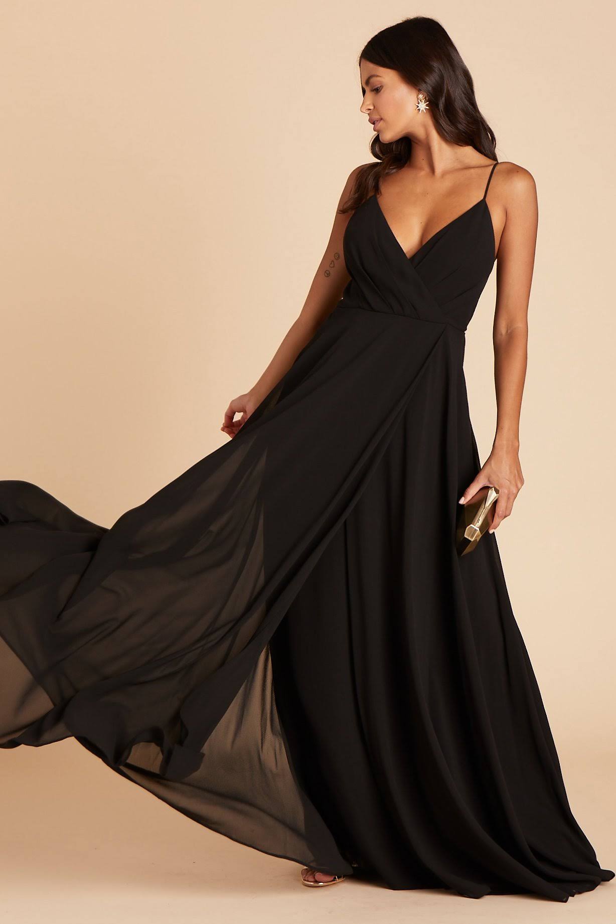 Birdy Grey Kaia Chiffon Bridesmaid Dress in Black XL / Black