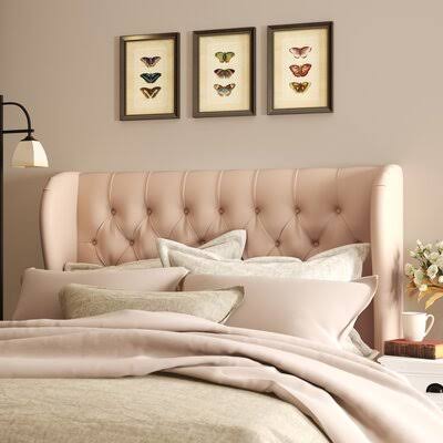 Birch Lane Heritage Cutshall Upholstered Wingback Headboard Size: King, Upholstery: Shantung Dove