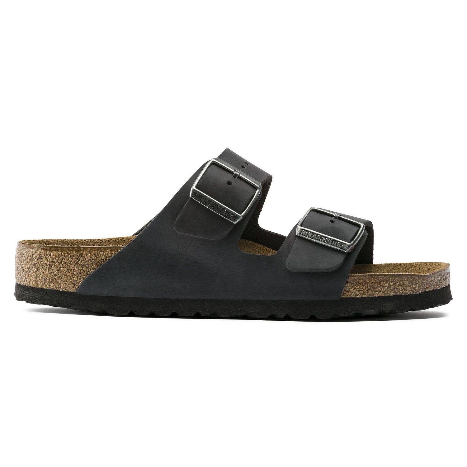 Birkenstock Arizona - Oiled Leather (Unisex) Sandals Black Oiled Leather : EU 41 (US Men's 8-8.5 - Women's 10-10.5) Narrow