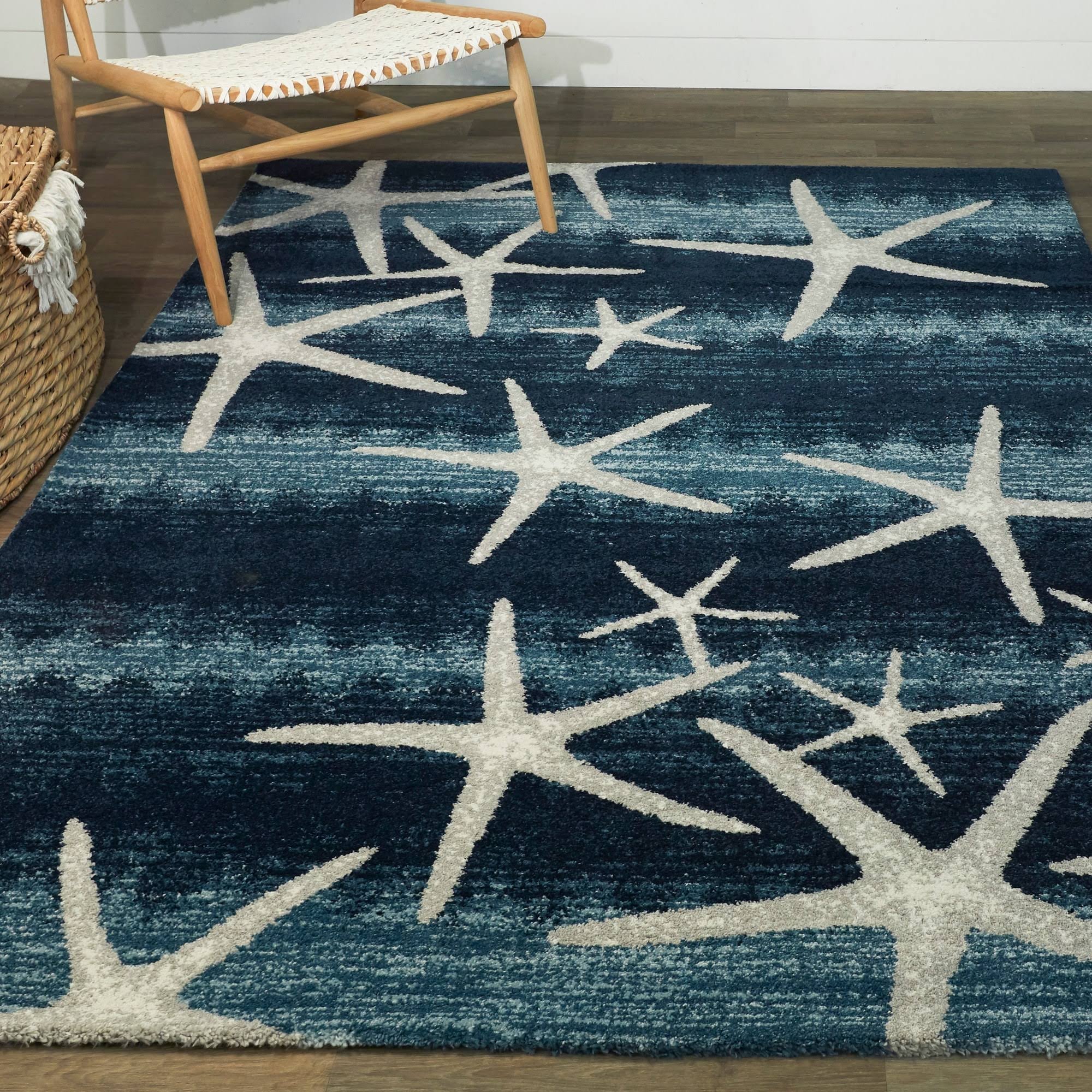 BALTA Martin Dark Blue 7 ft. x 9 ft. Coastal Starfish Area Rug