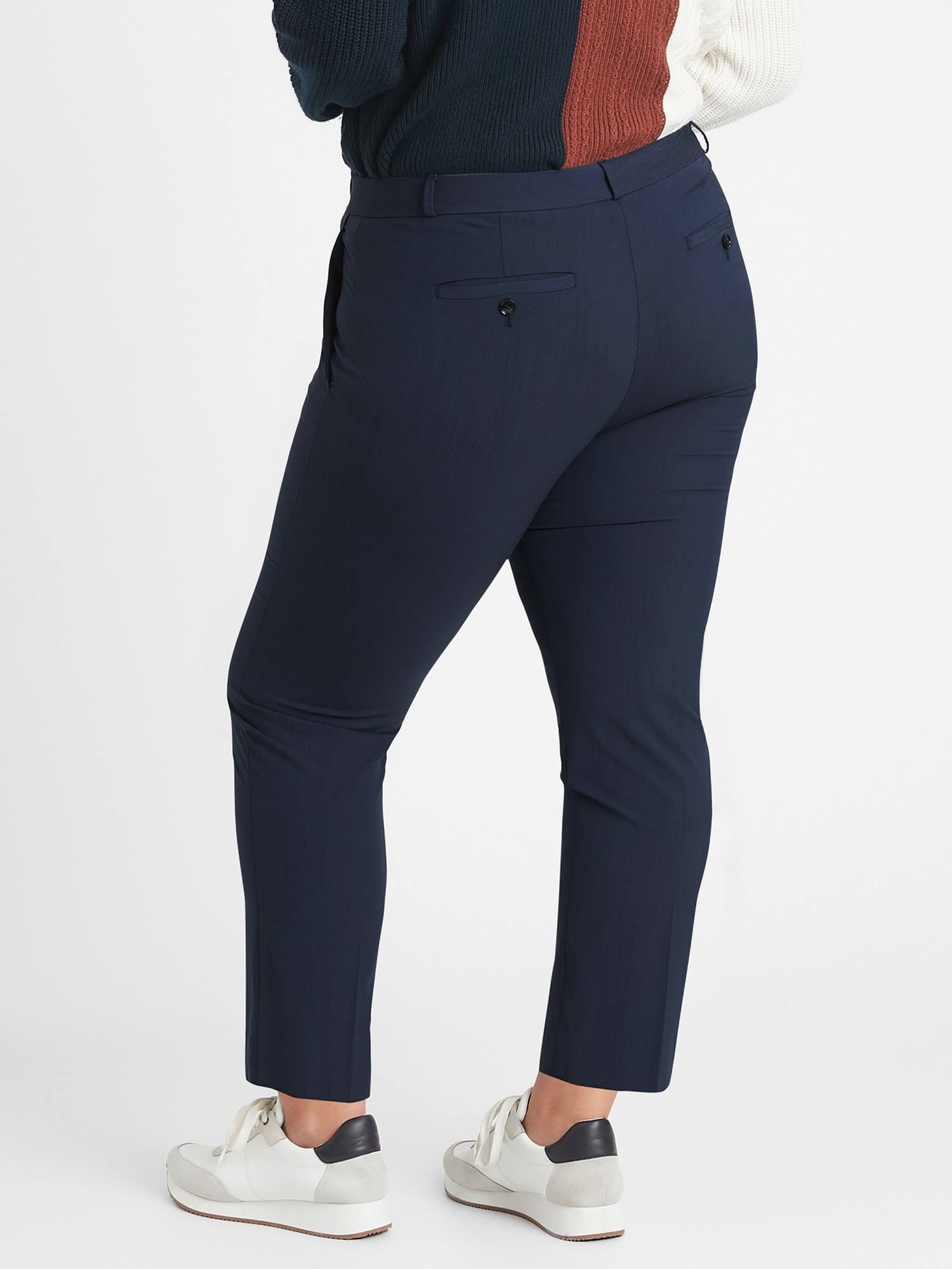 Banana Republic Women's Avery Straight-Fit Washable Wool-Blend Ankle Pant Navy Size 10 Short