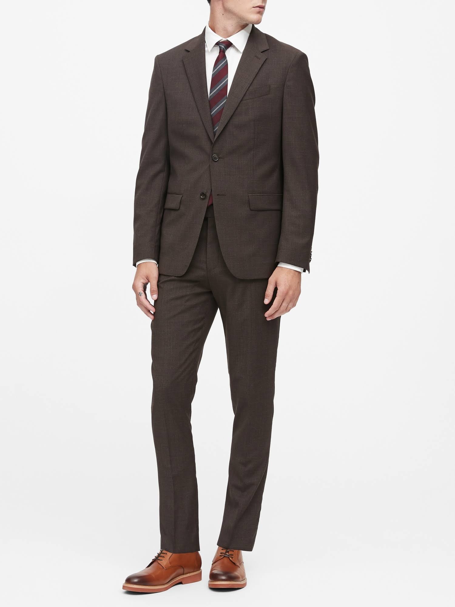 Banana Republic Men's Slim Italian Wool Suit Pant Brown Houndstooth Size 26W 30L