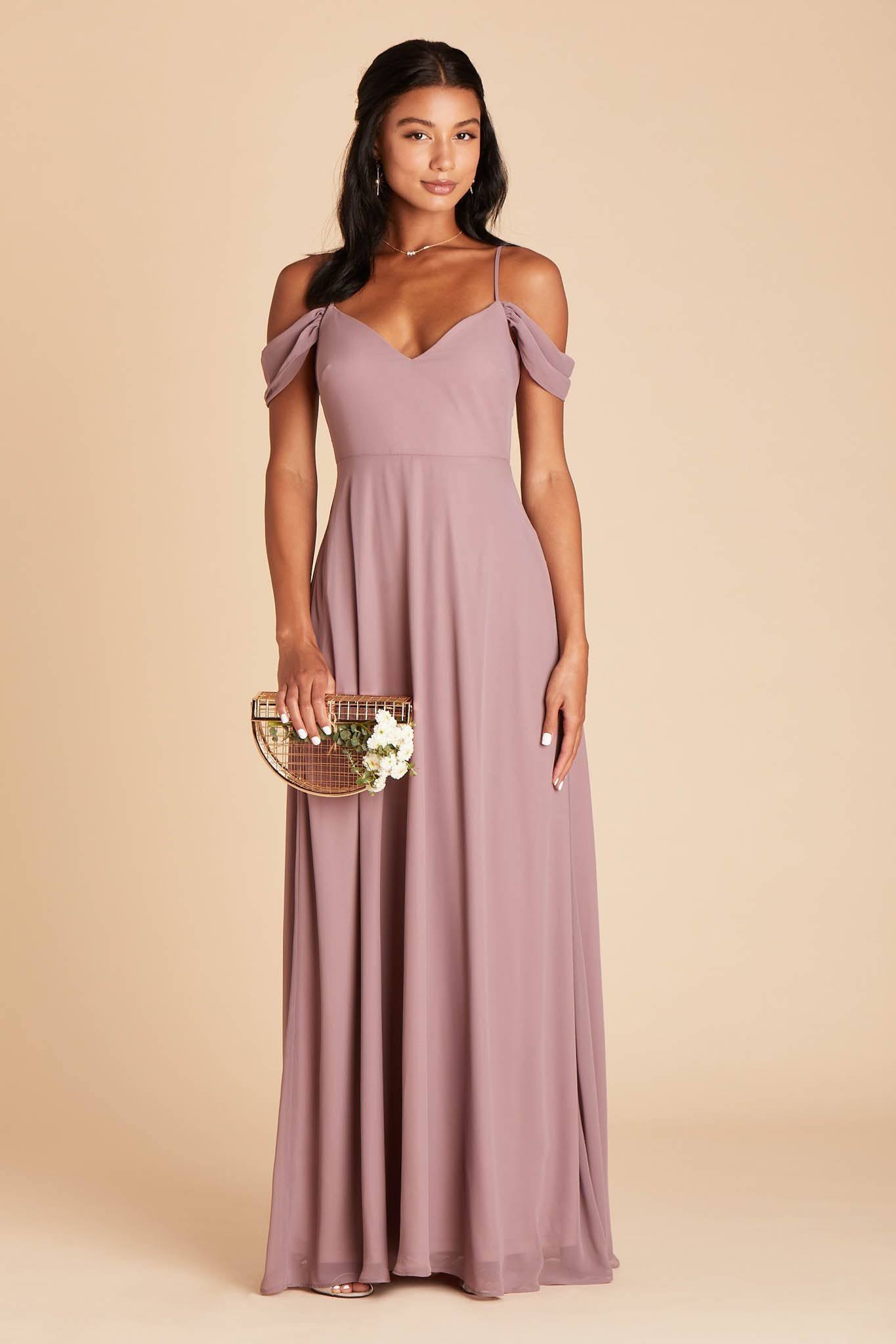 Birdy Grey Devin Convertible Chiffon Bridesmaid Dress in Dark Mauve Xs / Dark Mauve / No Slit