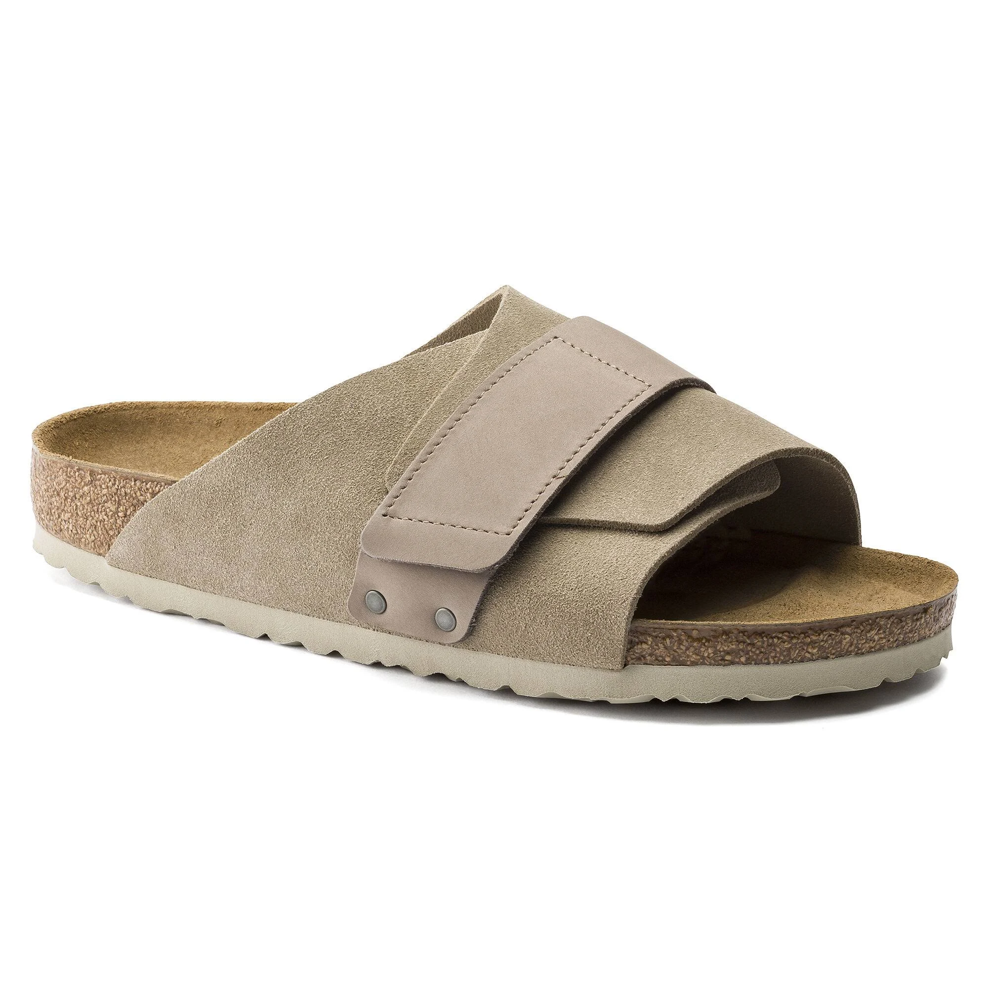 Birkenstock Kyoto Nubuck/Suede Leather Taupe One-Strap Sandals