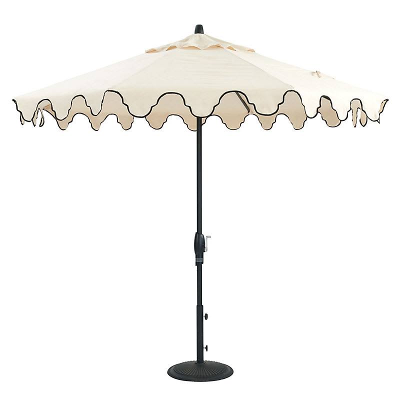 Bunny Williams Mughal Arch Patio Umbrella - Canvas Taupe with Sand Trim Canvas Taupe with Sand Trim - Ballard Designs