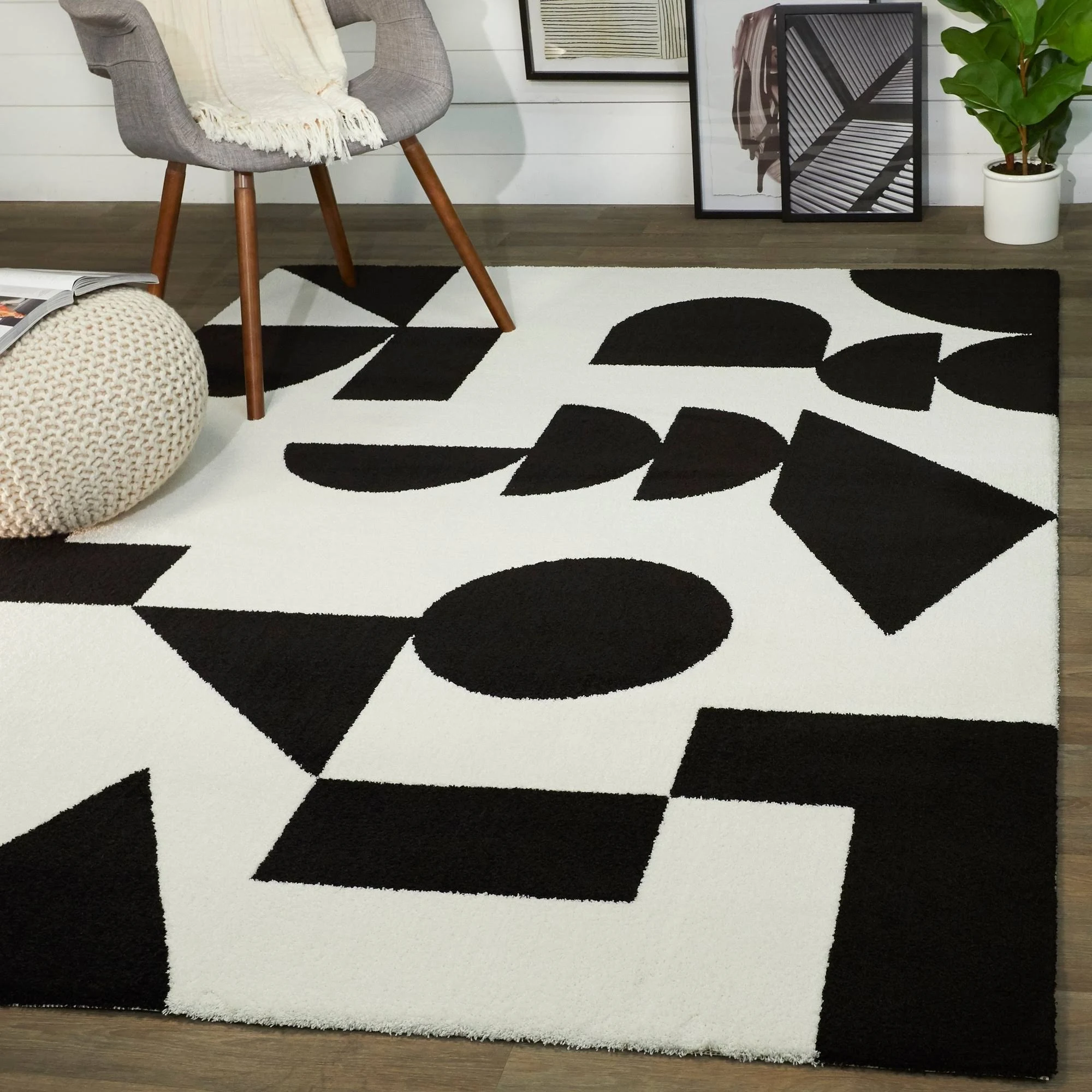 Balta Steiner Black 8 ft. x 10 ft. Abstract Geometric Area Rug