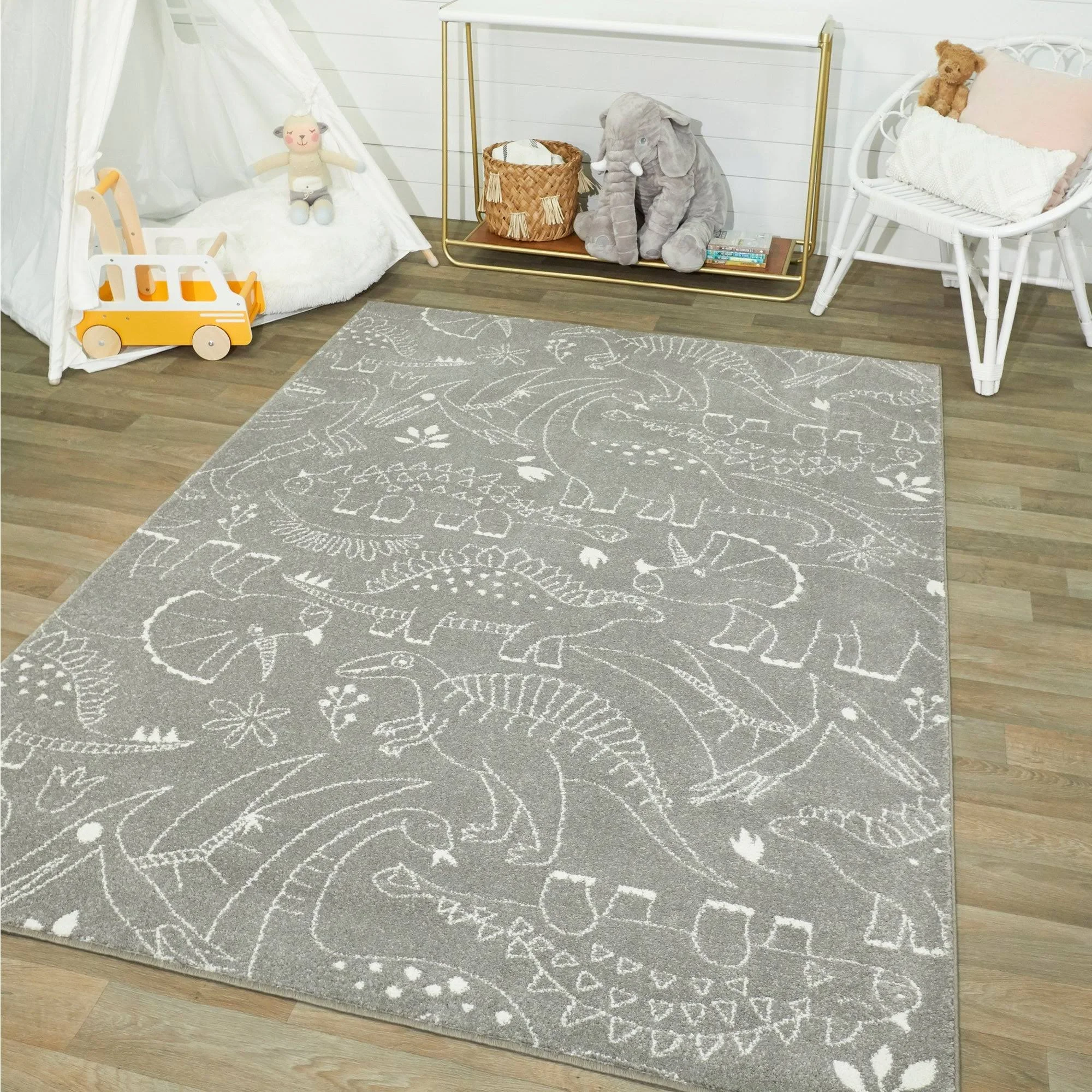 Balta Parker Dinosaur Grey 4 ft. x 6 ft. Area Rug