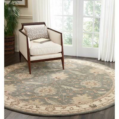 Constance Oriental Hand-Tufted Wool Blue Area Rug Birch Lane Rug Size: Round 8&