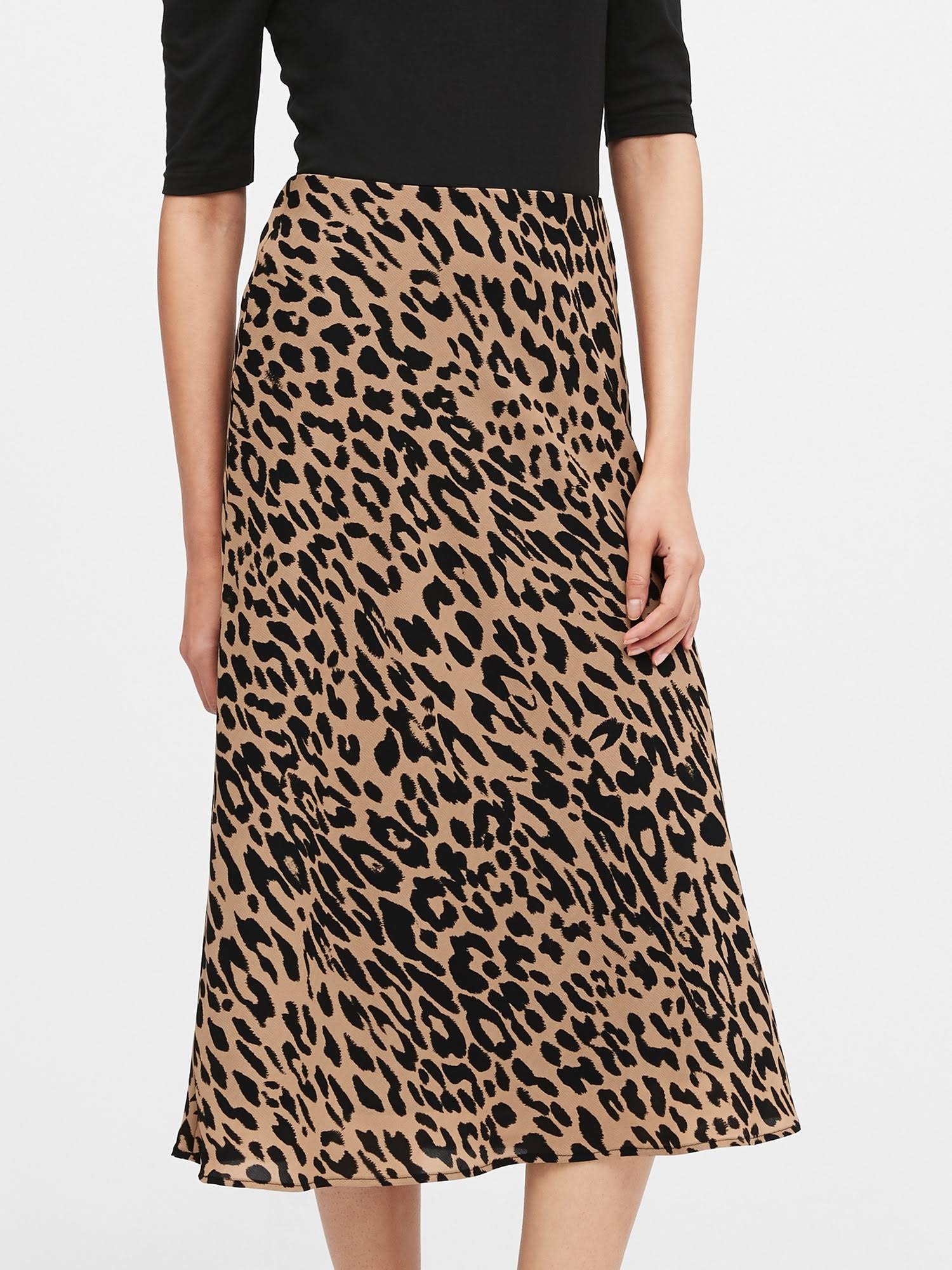 Banana Republic Women's Print Slip Skirt Leopard Print Size XL