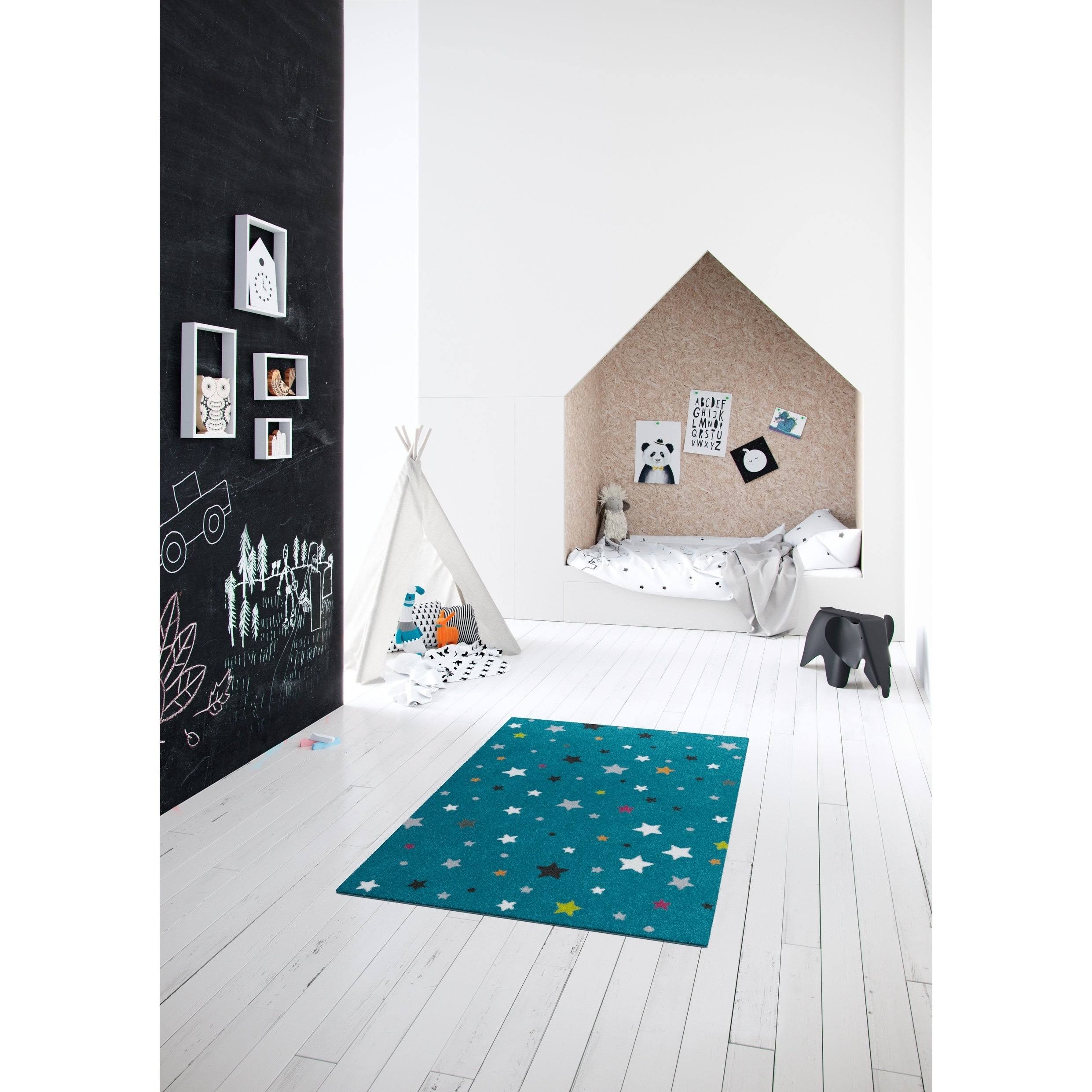 BALTA Twinkling Stars Aqua Blue Area Rug - 3'11 x 5'6